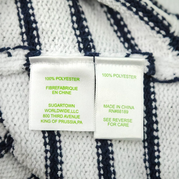 Lilly Pulitzer Size XS Calloway White Navy Blue Stripe Nautical Ruffle Sweater - Picture 6 of 8